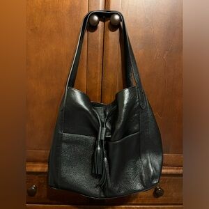 Laggo Black Leather Hobo Bag